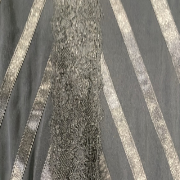 Ladies black flair skirt with satin stripes and lace detailing. - Picture 3 of 5